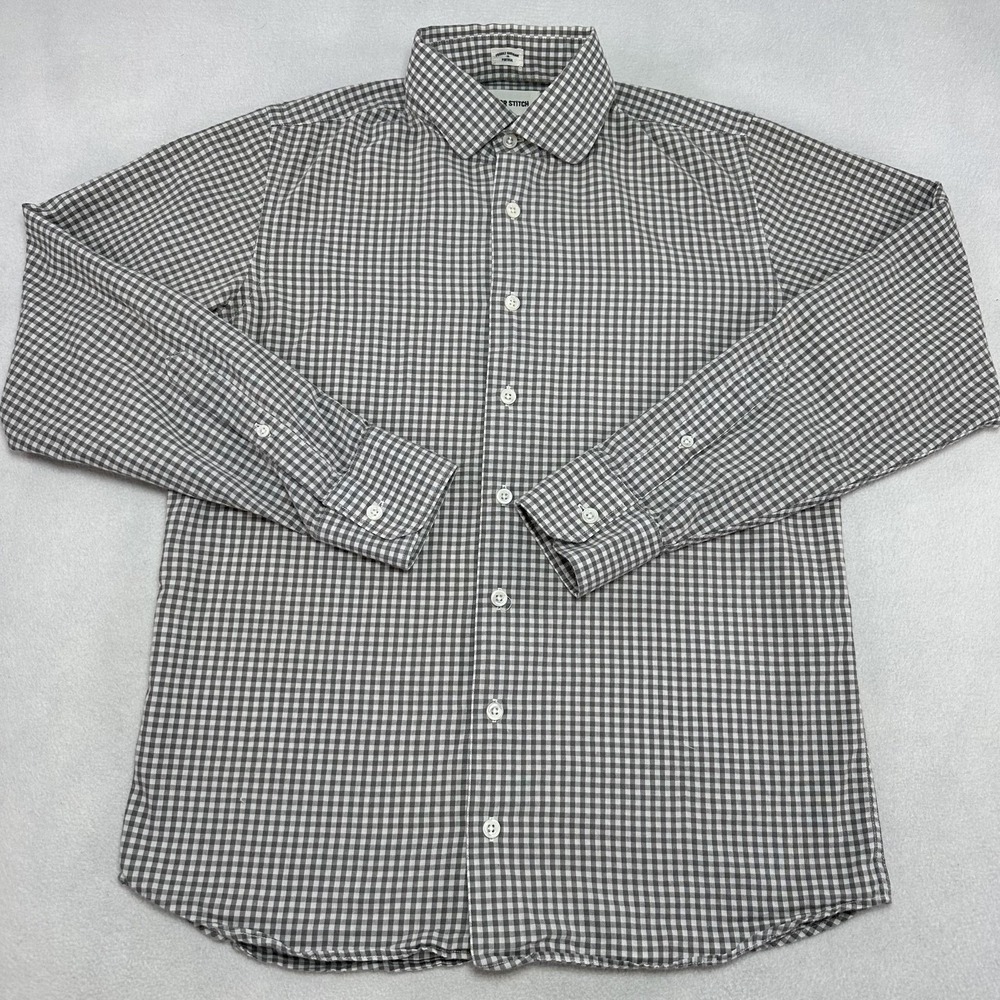 Taylor Stitch Shirt Mens 36 Gray Gingham Check Long Sleeve Button Up Casual Prep
